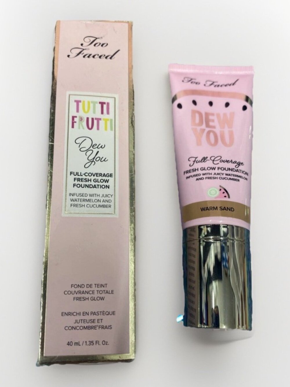 TOO FACED Tutti Frutti Dew You Fresh Glow Foundation WARM SAND 1.35 fl oz